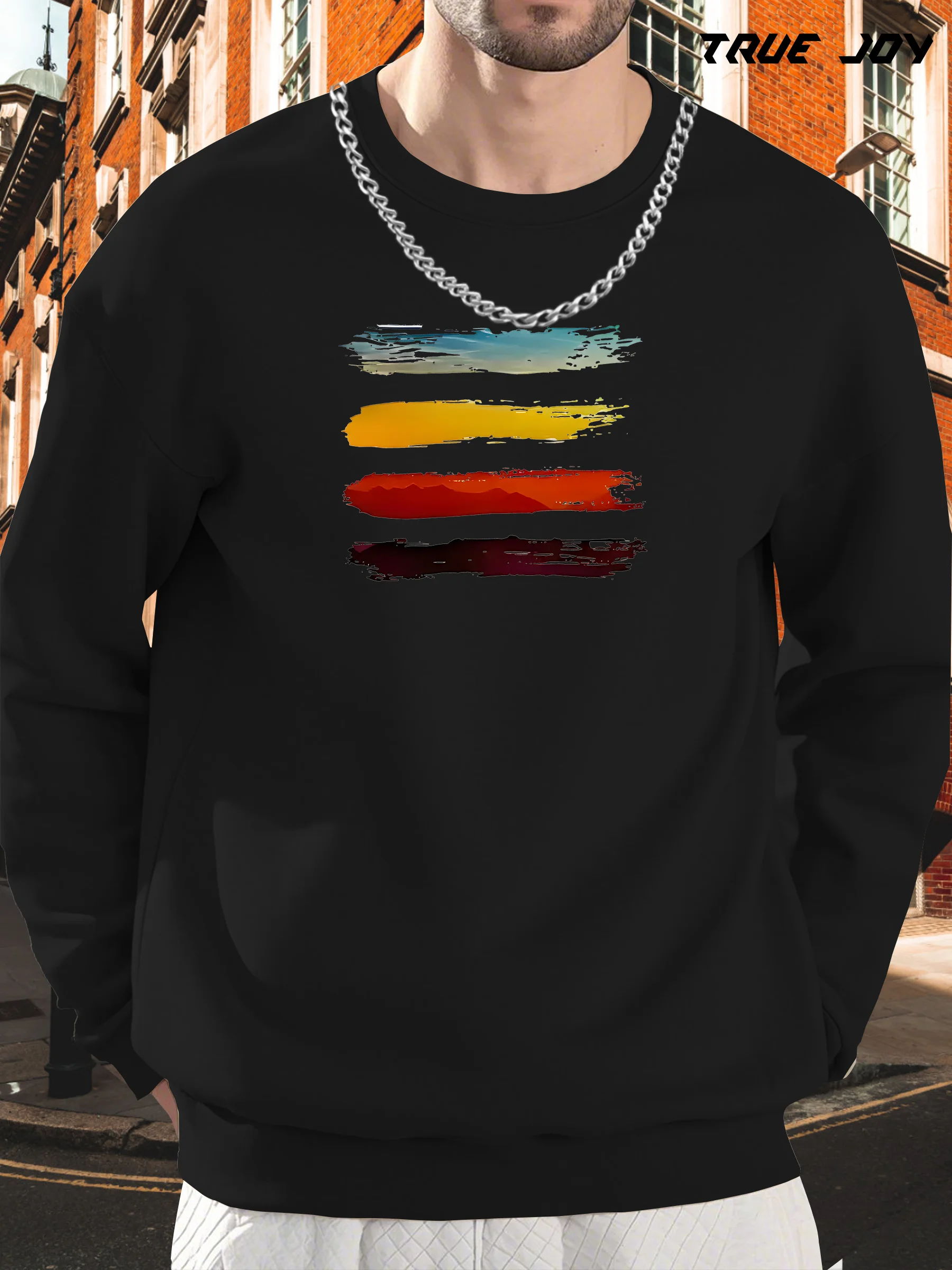 Мужская повседневная толстовка с круглым вырезом с длинными рукавами и красочным принтом кирпичного удара — мягкая и удобная, идеально подходит для весны
Мужская повседневная толстовка с круглым вырезом с длинными рукавами и красочным принтом кирпичного удара — мягкая и удобная, идеально подходит для весны