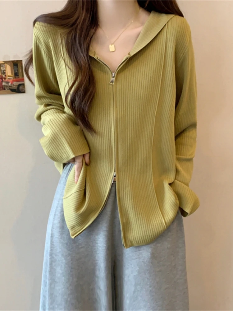 Women's Hooded Knitwear Outerwear Double Zipper Slimming Design Spring Autumn plus Size Fashionable Open Cardigan Top
Women's Hooded Knitwear Outerwear Double Zipper Slimming Design Spring Autumn plus Size Fashionable Open Cardigan Top
