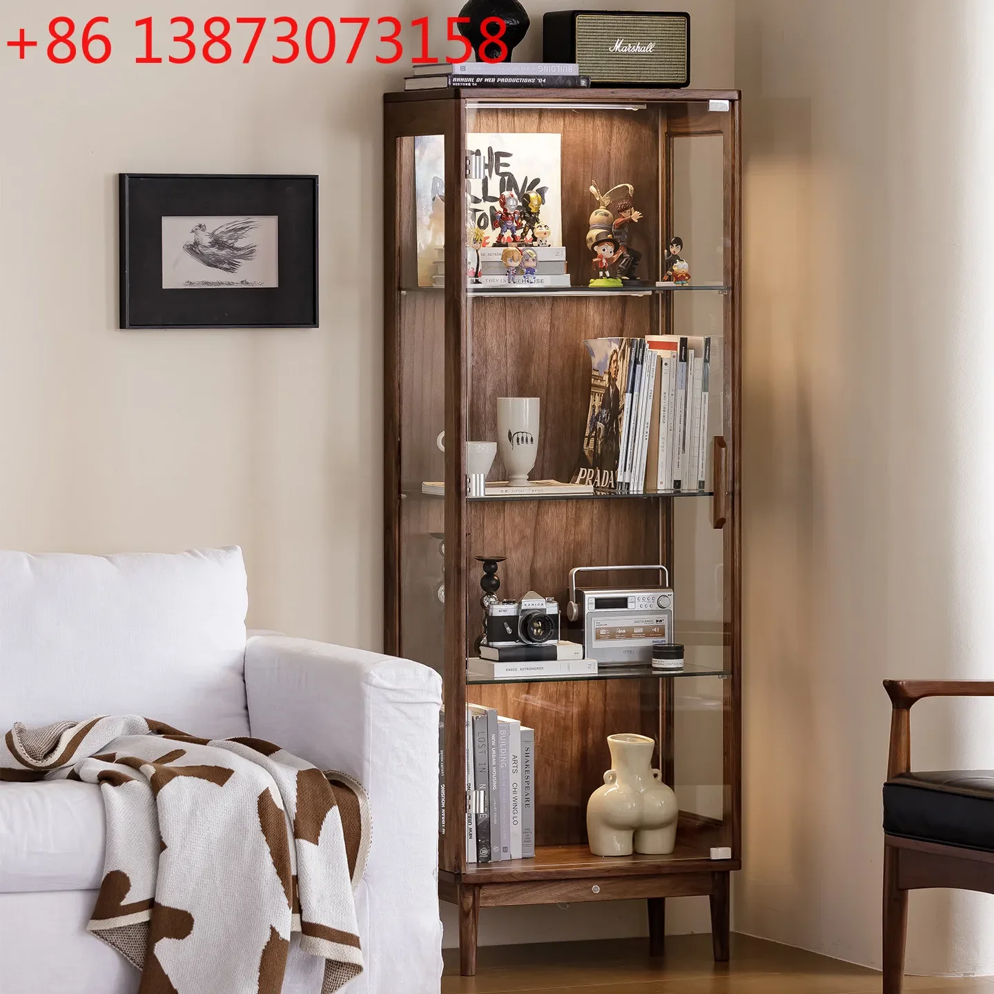 Black walnut glass display cabinet All solid wood wine cabinet Living room Simple modern bookcase
Black walnut glass display cabinet All solid wood wine cabinet Living room Simple modern bookcase