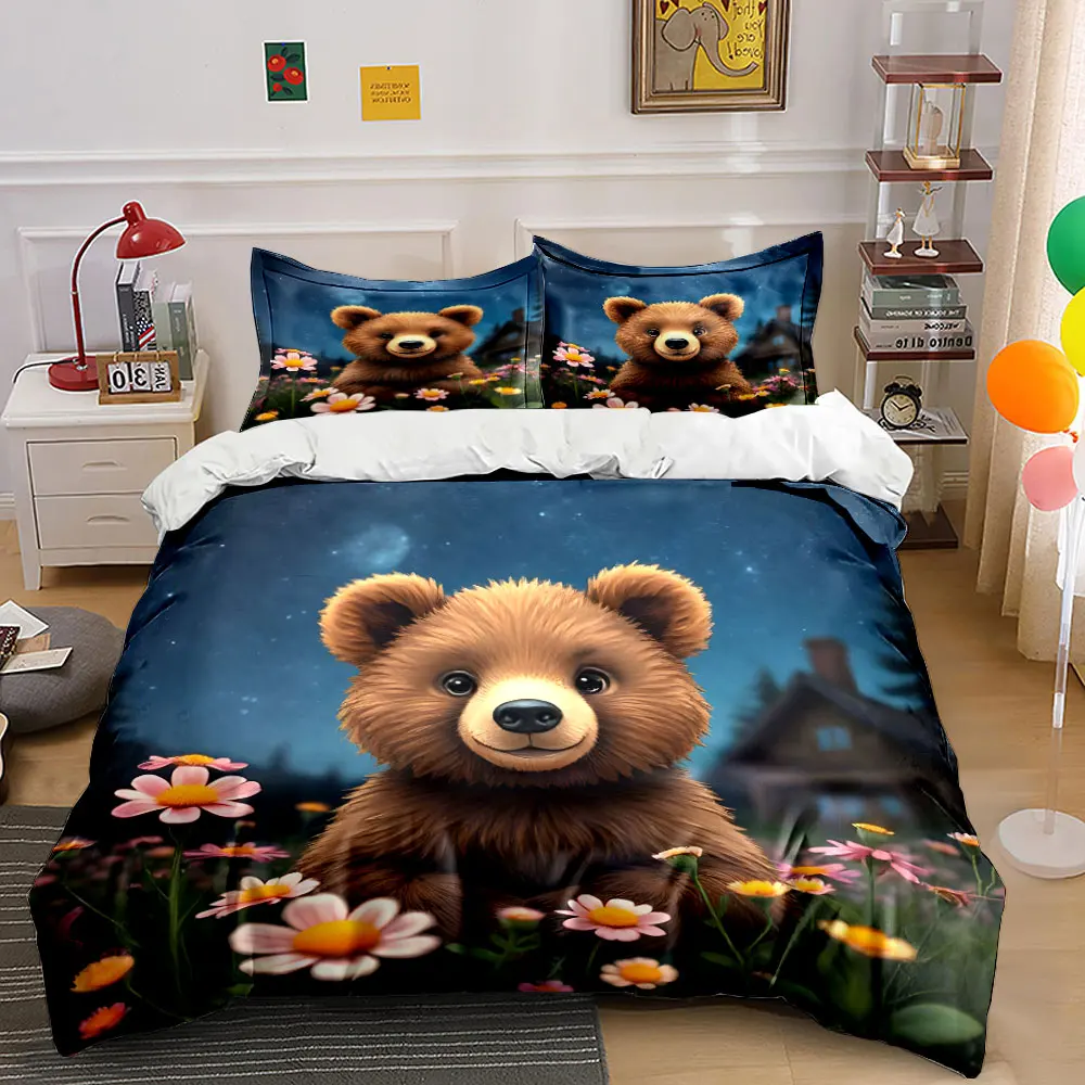 Cute bear in meadow under night sky Print Soft Comfortable Duvet Cover Bedding Set Included 1*Duvet Cover 2*Pillowcases
Cute bear in meadow under night sky Print Soft Comfortable Duvet Cover Bedding Set Included 1*Duvet Cover 2*Pillowcases