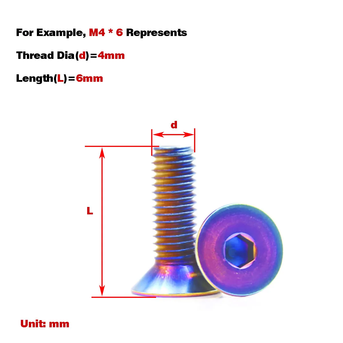 304 Stainless Steel Titanium Fired Dazzling Countersunk Head Hexagonal Screw / Electric Motorcycle Modified Color Bolt
304 Stainless Steel Titanium Fired Dazzling Countersunk Head Hexagonal Screw / Electric Motorcycle Modified Color Bolt