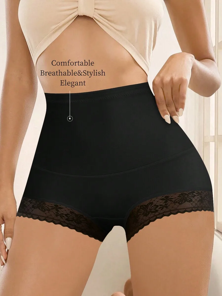 High Waist Shaping Panties With Lace Trim Comfortable Breathable Womens Underwear
High Waist Shaping Panties With Lace Trim Comfortable Breathable Womens Underwear