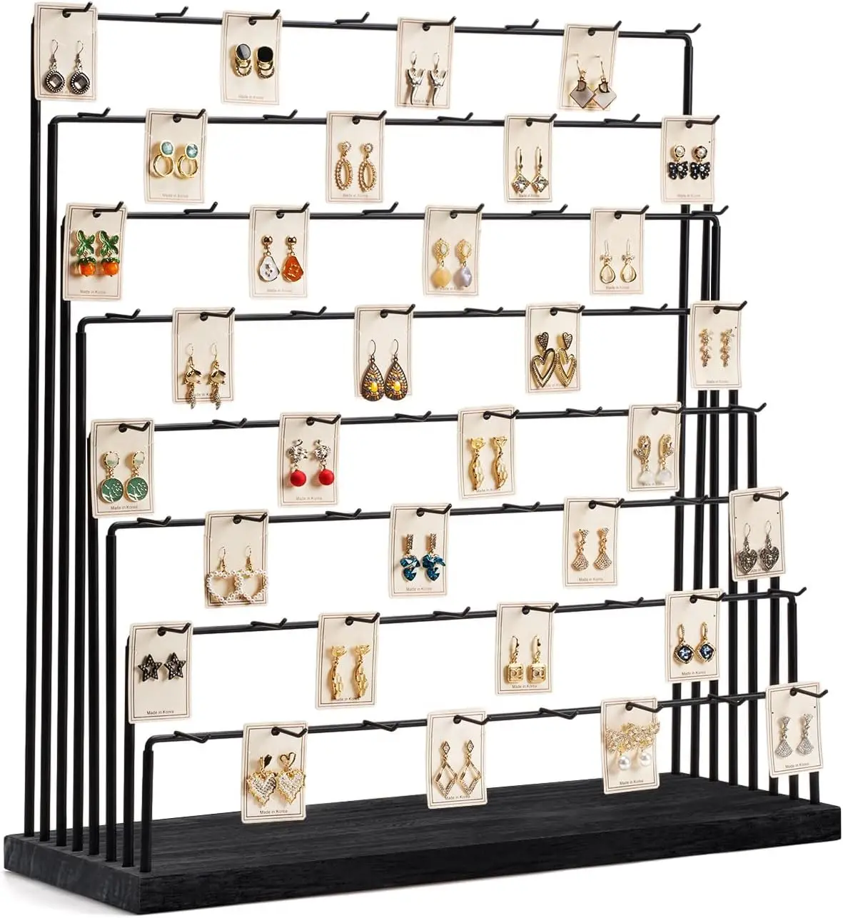 Large Wooden Earring Display Stand with 30 Hooks, 5-Tier Jewelry Rack for Earrings, Bracelets, Necklaces
Large Wooden Earring Display Stand with 30 Hooks, 5-Tier Jewelry Rack for Earrings, Bracelets, Necklaces