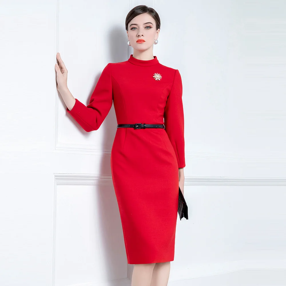 High End Wool Brand Celebrity Professional Dress Women's Slim Temperament Dress Autumn Winter New
High End Wool Brand Celebrity Professional Dress Women's Slim Temperament Dress Autumn Winter New