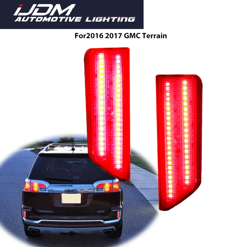 For 2016 2017 GMC Terrain Smoked / Red Lens Red LED Car Rear Bumper Reflector Lights, Function as Tail, Brake & Rear Fog Lights
For 2016 2017 GMC Terrain Smoked / Red Lens Red LED Car Rear Bumper Reflector Lights, Function as Tail, Brake & Rear Fog Lights