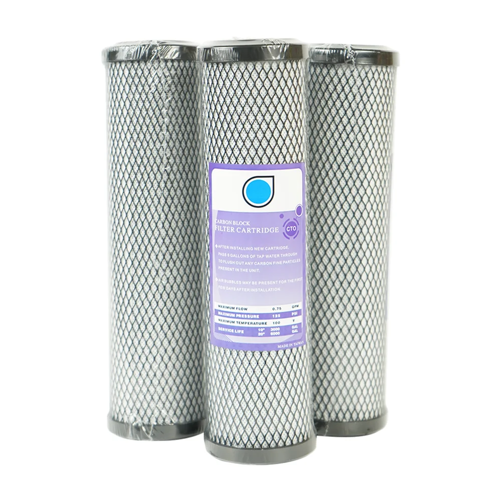 50PCS 2023 Hot Selling 10" Coconut Activated Carbon Block CTO Reverse Osmosis Chlorine Removal Water Filter Cartridges 2500Gal
50PCS 2023 Hot Selling 10" Coconut Activated Carbon Block CTO Reverse Osmosis Chlorine Removal Water Filter Cartridges 2500Gal