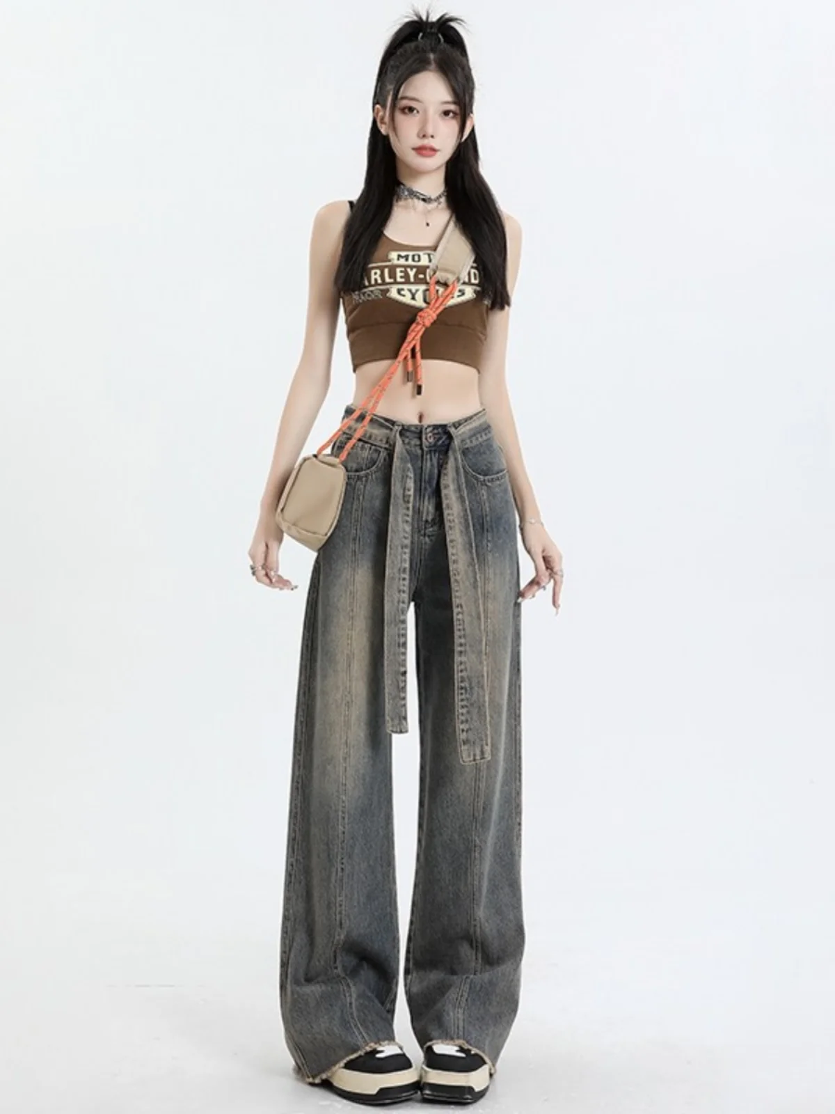 High Waist Wide Leg Denim Jeans Women Loose Belted Spring Autumn Loose Straight Cut Pants Drapey Waistband Trousers
High Waist Wide Leg Denim Jeans Women Loose Belted Spring Autumn Loose Straight Cut Pants Drapey Waistband Trousers