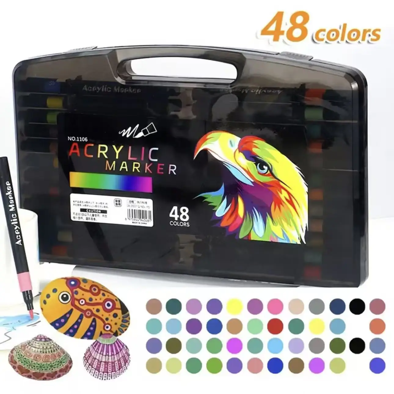48pcs Soft Tip Acrylic Paint Markers - Washable Stackable Art Pens with Black Storage Box
48pcs Soft Tip Acrylic Paint Markers - Washable Stackable Art Pens with Black Storage Box
