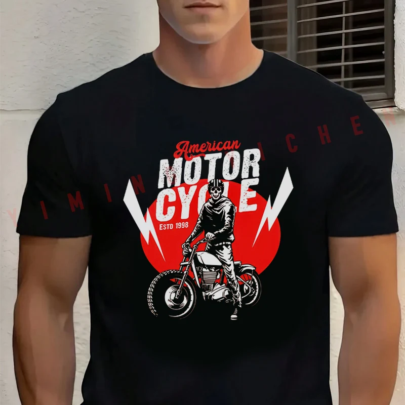American Motorcycle Skull Design T-Shirt Men‘s Cotton Summer Short-sleeved Casual Streetwear Tops Tee
American Motorcycle Skull Design T-Shirt Men‘s Cotton Summer Short-sleeved Casual Streetwear Tops Tee
