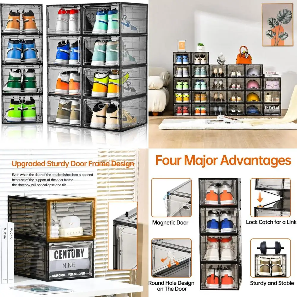 Штабелируемые коробки для обуви с прозрачной магнитной дверцей, прочное хранилище для обуви для размеров США 12, многофункциональный органайзер для кроссовок, Gra
Штабелируемые коробки для обуви с прозрачной магнитной дверцей, прочное хранилище для обуви для размеров США 12, многофункциональный органайзер для кроссовок, Gra
