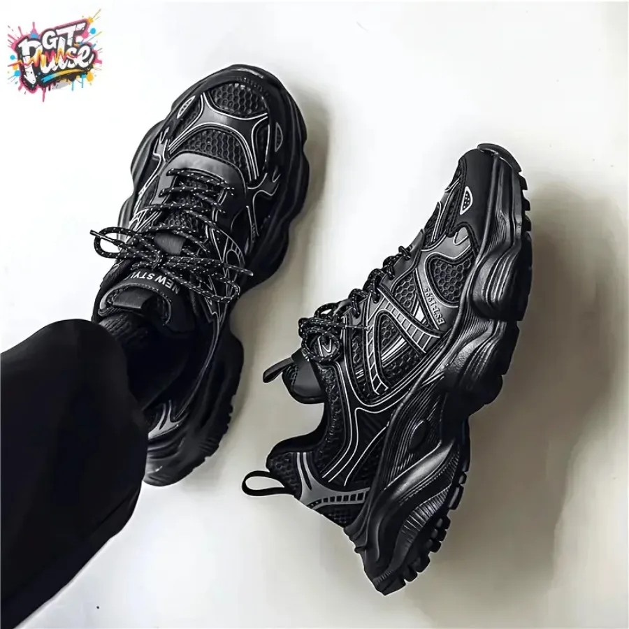 GT Pulse- Men's Fashion Black Chunky Sneakers- Breathable Mesh and Durable TPU Sole Shock Absorbing Running Shoes with EVA Inso
GT Pulse- Men's Fashion Black Chunky Sneakers- Breathable Mesh and Durable TPU Sole Shock Absorbing Running Shoes with EVA Inso