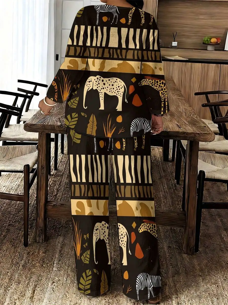 Animal Print Women Plus Size 2 Piece Set Short Sleeve Top And Pants Casual Boho Style
Animal Print Women Plus Size 2 Piece Set Short Sleeve Top And Pants Casual Boho Style