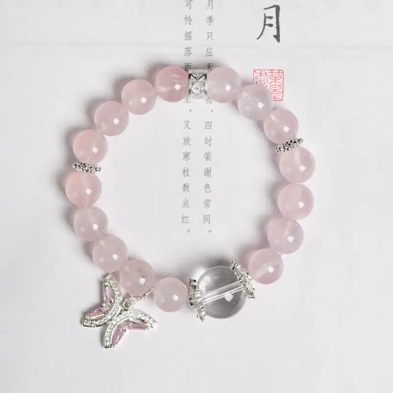 Handmade Rose Quartz Clear Crystal Beaded Bracelet Stylish Healing Jewelry Young Fashionable Girls Perfect for Positive Energy
Handmade Rose Quartz Clear Crystal Beaded Bracelet Stylish Healing Jewelry Young Fashionable Girls Perfect for Positive Energy