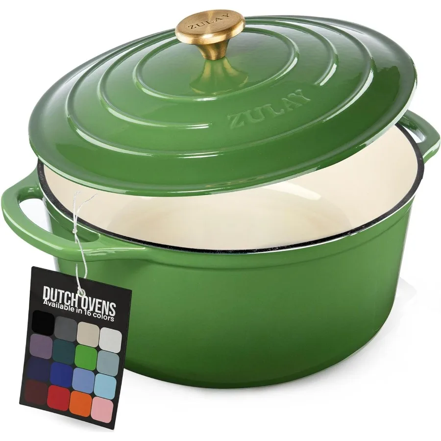 7,7-литровая эмалированная чугунная голландская кастрюля с крышкой, долговечная печь премиум-класса, безопасная для до 500F, сверхпрочная посуда, идеально подходящая для Br 
7,7-литровая эмалированная чугунная голландская кастрюля с крышкой, долговечная печь премиум-класса, безопасная для до 500F, сверхпрочная посуда, идеально подходящая для Br