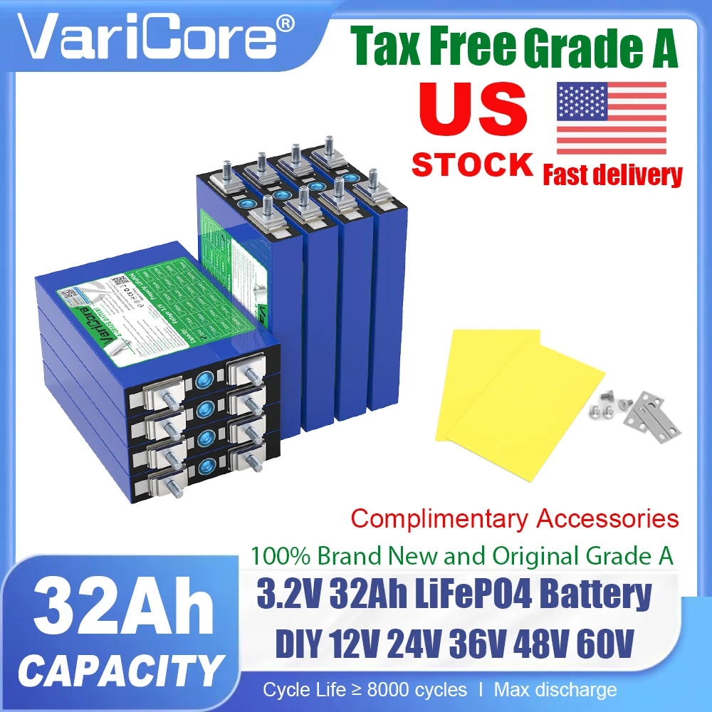 Аккумулятор LiFePO4 3.2V 32AH (США) – перезаряжаемые литий-железо-фосфатные батареи для DIY проектов 12V 24V 48V, для электромобилей, гольф-каров, лодок, кемперов
Аккумулятор LiFePO4 3.2V 32AH (США) – перезаряжаемые литий-железо-фосфатные батареи для DIY проектов 12V 24V 48V, для электромобилей, гольф-каров, лодок, кемперов