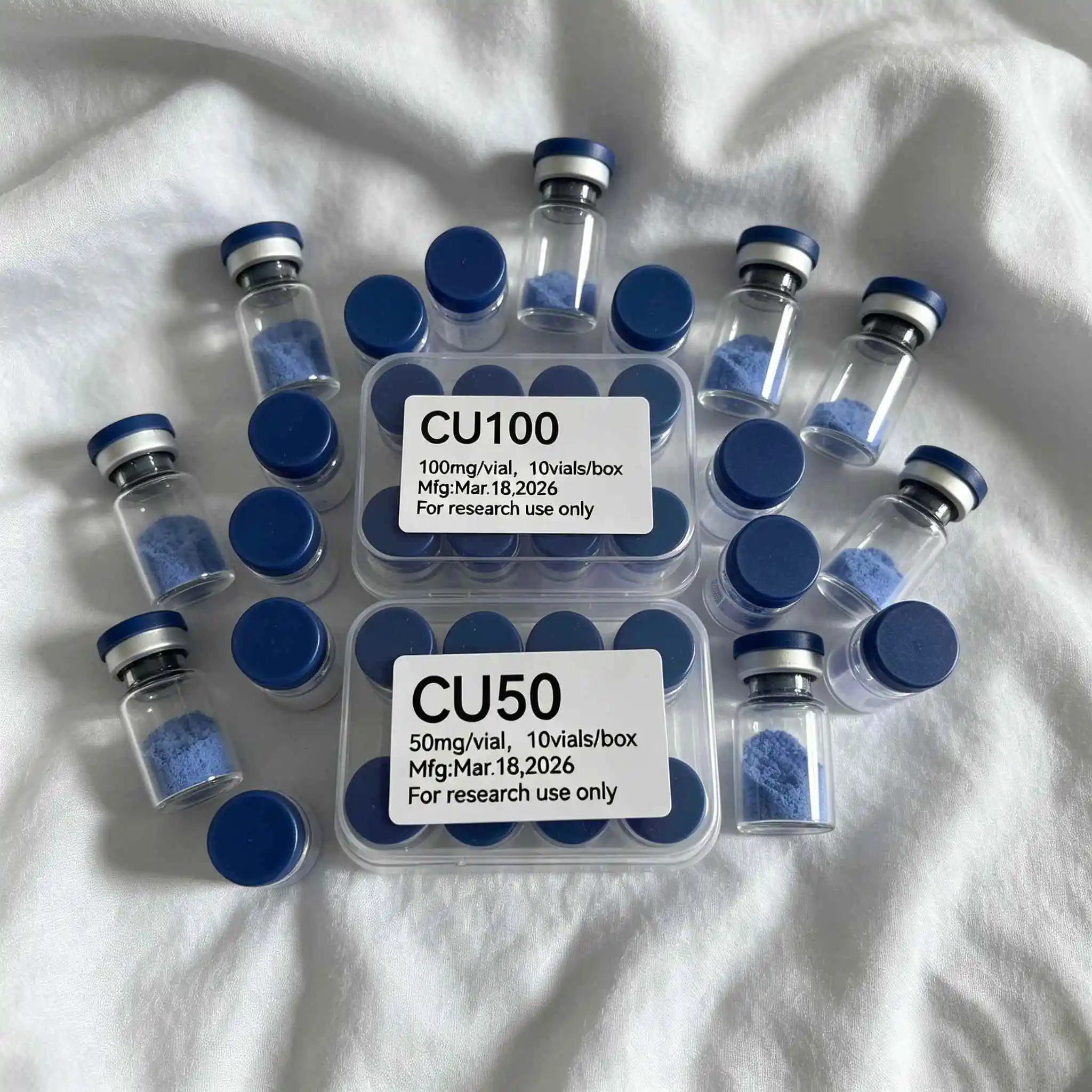(Cap Color Varies) High-Quality Lyophilized GHK-Cu Copper Powder (50mg & 100mg) — 1 Box / 10 Vials: Repairs Skin Damage, Hydrate
(Cap Color Varies) High-Quality Lyophilized GHK-Cu Copper Powder (50mg & 100mg) — 1 Box / 10 Vials: Repairs Skin Damage, Hydrate