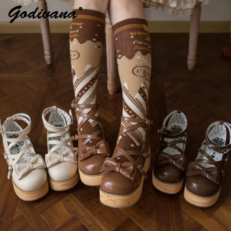 New Spring Brown Wedge Shoes Girls Women's Retro Lolita Round Toe Thick Sole Platform Shoes Sweet Bow High Heel Pumps
New Spring Brown Wedge Shoes Girls Women's Retro Lolita Round Toe Thick Sole Platform Shoes Sweet Bow High Heel Pumps