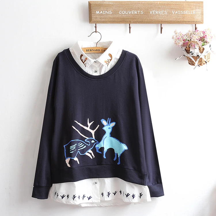 Japanese Style Sweet Loose Women's Base Shirt Autumn Fashion New Deer Print Fake Two-Piece Long Sleeve Turn-down Collar...
Japanese Style Sweet Loose Women's Base Shirt Autumn Fashion New Deer Print Fake Two-Piece Long Sleeve Turn-down Collar...