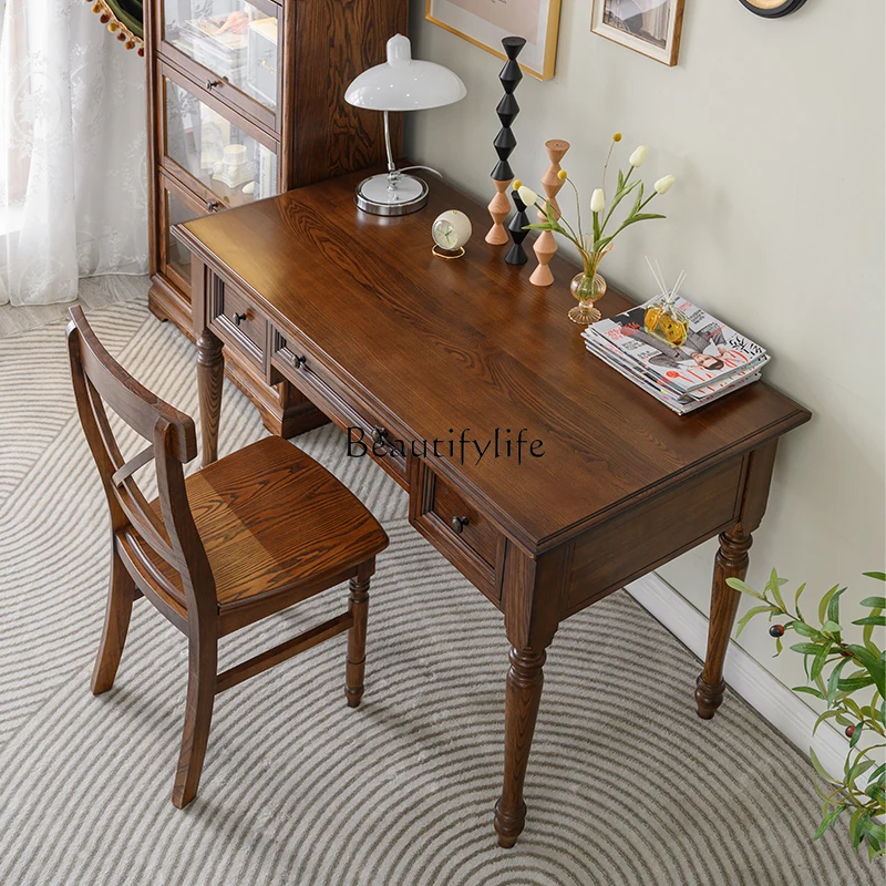 American pure solid wood desk all log retro simple computer desk home writing desk
American pure solid wood desk all log retro simple computer desk home writing desk