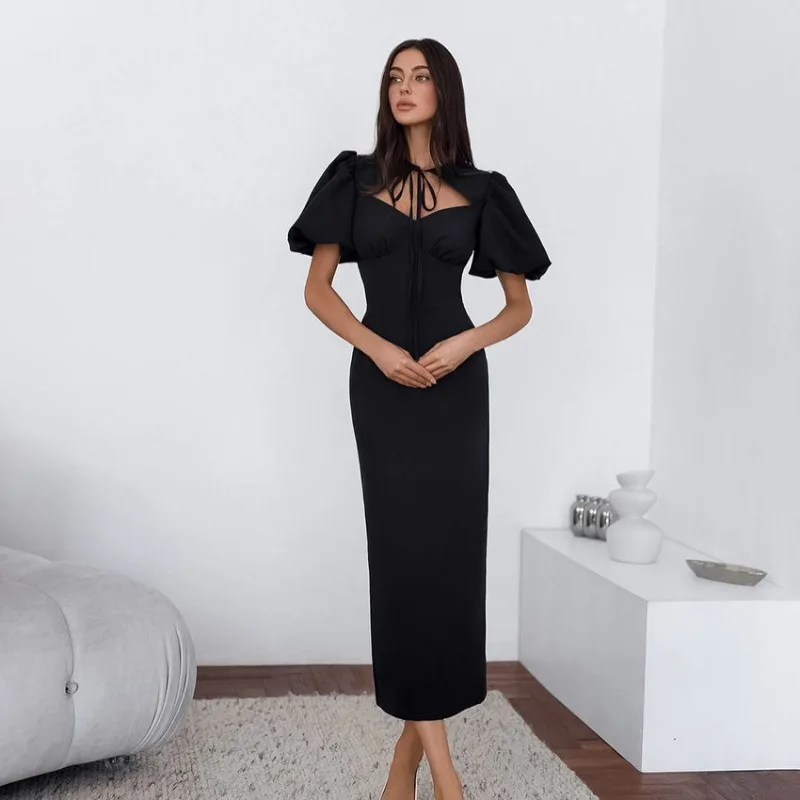 Summer New European and American Style Cross-border Temperament Elegant Sexy Bubble Sleeve Strap Slim Short Sleeve Dress Women
Summer New European and American Style Cross-border Temperament Elegant Sexy Bubble Sleeve Strap Slim Short Sleeve Dress Women