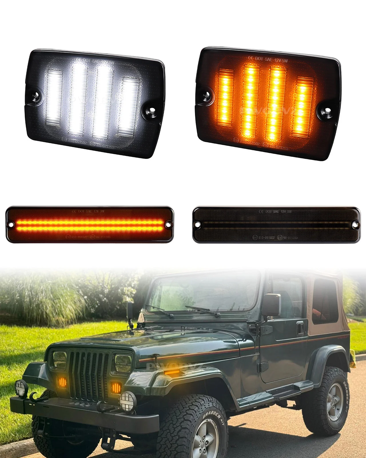 2/4pcs Smoked LED Amber DRL White Lamp Side Marker Lights Fender Bumper Front Signal Light for 1987-1995 Jeep Wrangler YJ
2/4pcs Smoked LED Amber DRL White Lamp Side Marker Lights Fender Bumper Front Signal Light for 1987-1995 Jeep Wrangler YJ