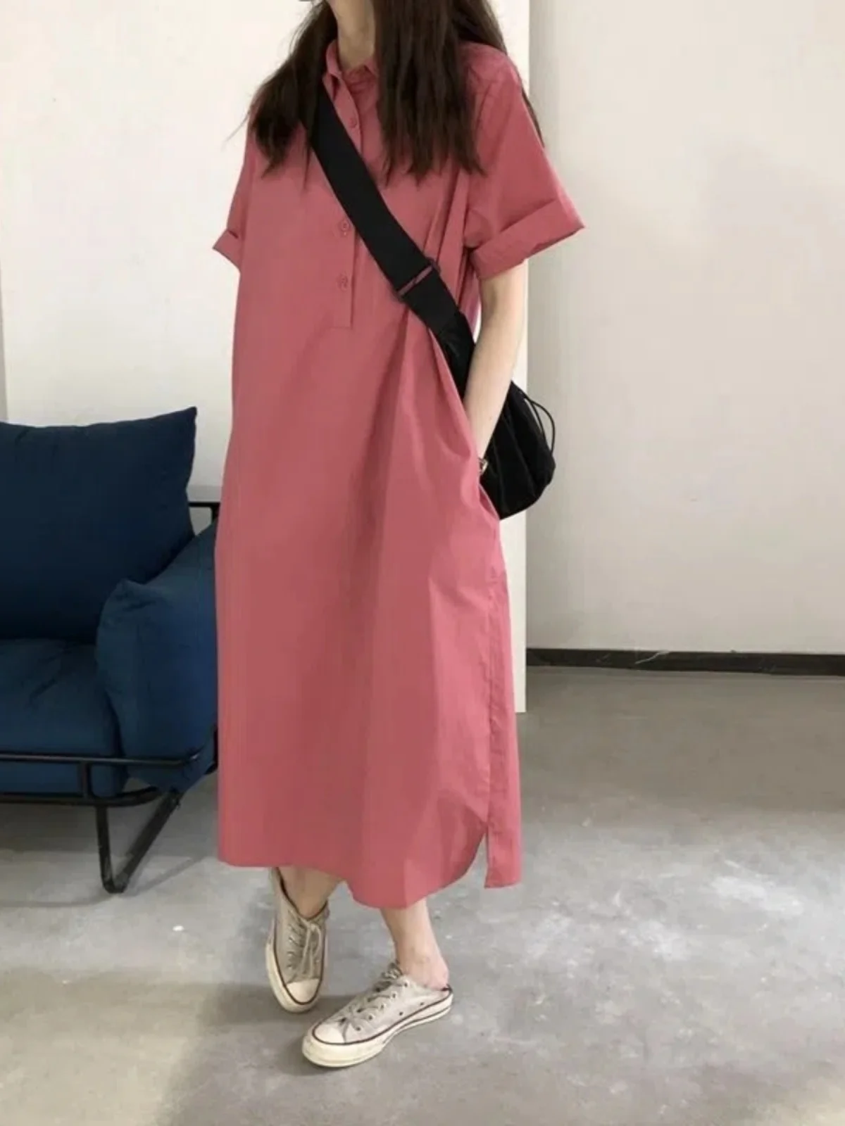 plus Size Pink Shirt Dress Women's Summer Loose Slimming Hidden Meat Short Sleeve Casual Korean Style Pure Color Commute Wind
plus Size Pink Shirt Dress Women's Summer Loose Slimming Hidden Meat Short Sleeve Casual Korean Style Pure Color Commute Wind