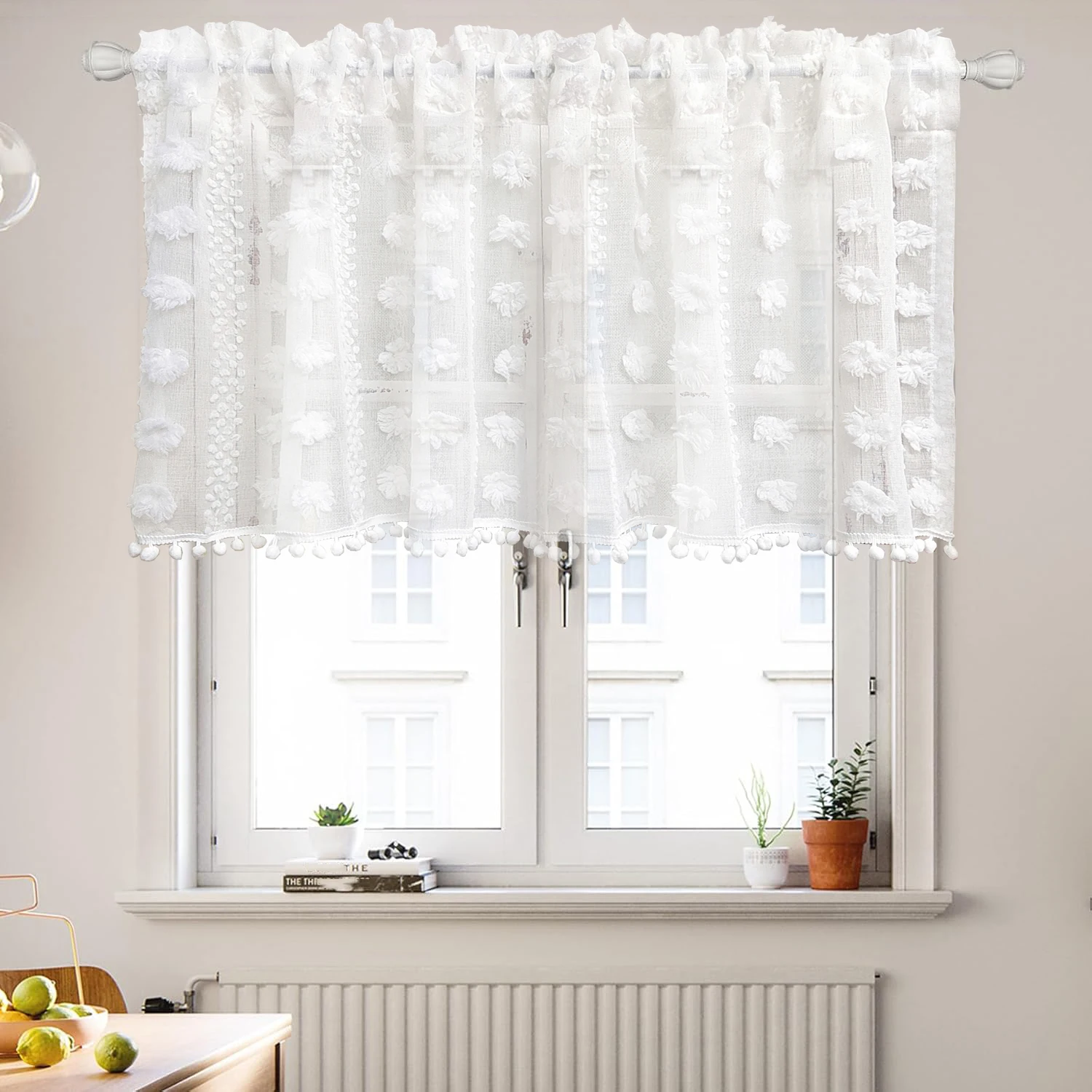 White Tulle 3D Pom-Pom Embroidery Transparent Short Curtain Voile Hairball Short Curtain for Kitchen, Bedroom, Cafe, Home Decor
White Tulle 3D Pom-Pom Embroidery Transparent Short Curtain Voile Hairball Short Curtain for Kitchen, Bedroom, Cafe, Home Decor