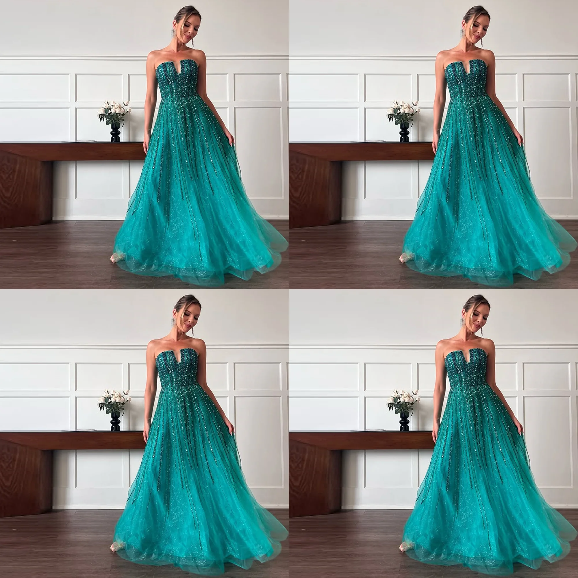 Bridesmaid Boat Collar Tulle Beading Evening Party Dress Bling A-line Backless Long Prom Party Gown with Train Custom Made
Bridesmaid Boat Collar Tulle Beading Evening Party Dress Bling A-line Backless Long Prom Party Gown with Train Custom Made