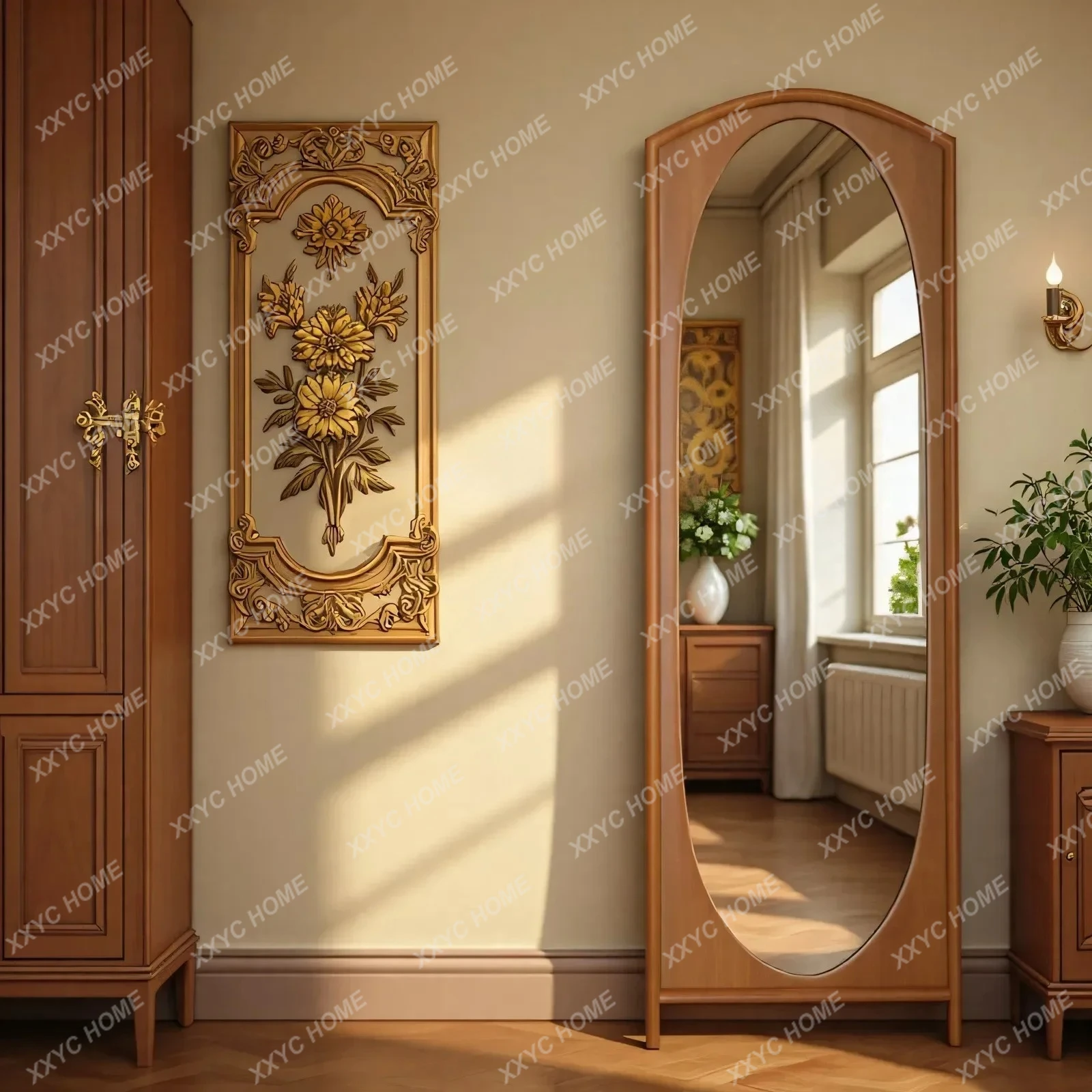 L retro full-length mirror medieval home bedroom floor-to-ceiling, wall-mounted entrance fitting mirr
L retro full-length mirror medieval home bedroom floor-to-ceiling, wall-mounted entrance fitting mirr