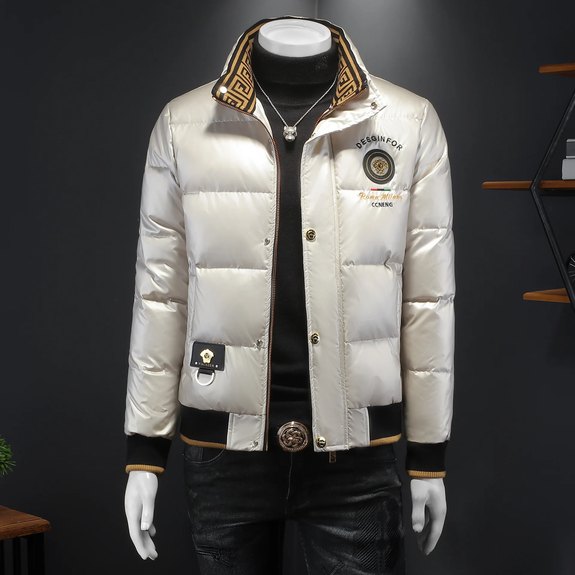 Men's Faionable White Du down Jaet with Embroidery And Rhinestones Stand Collar Warm Outerwear Ci Casual Sle
Men's Faionable White Du down Jaet with Embroidery And Rhinestones Stand Collar Warm Outerwear Ci Casual Sle