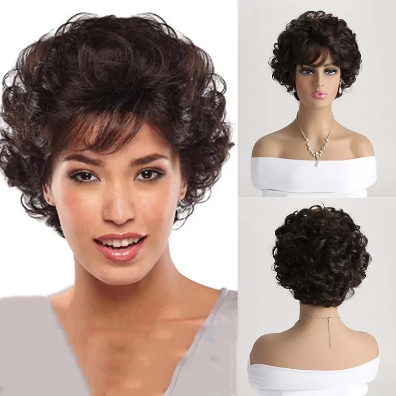 Short Pixie Cut Dark Brown Synthetic Wigs Nature Curly Layered Wig with Fluffy Bangs for Women Daily Heat Resistant Hair
Short Pixie Cut Dark Brown Synthetic Wigs Nature Curly Layered Wig with Fluffy Bangs for Women Daily Heat Resistant Hair