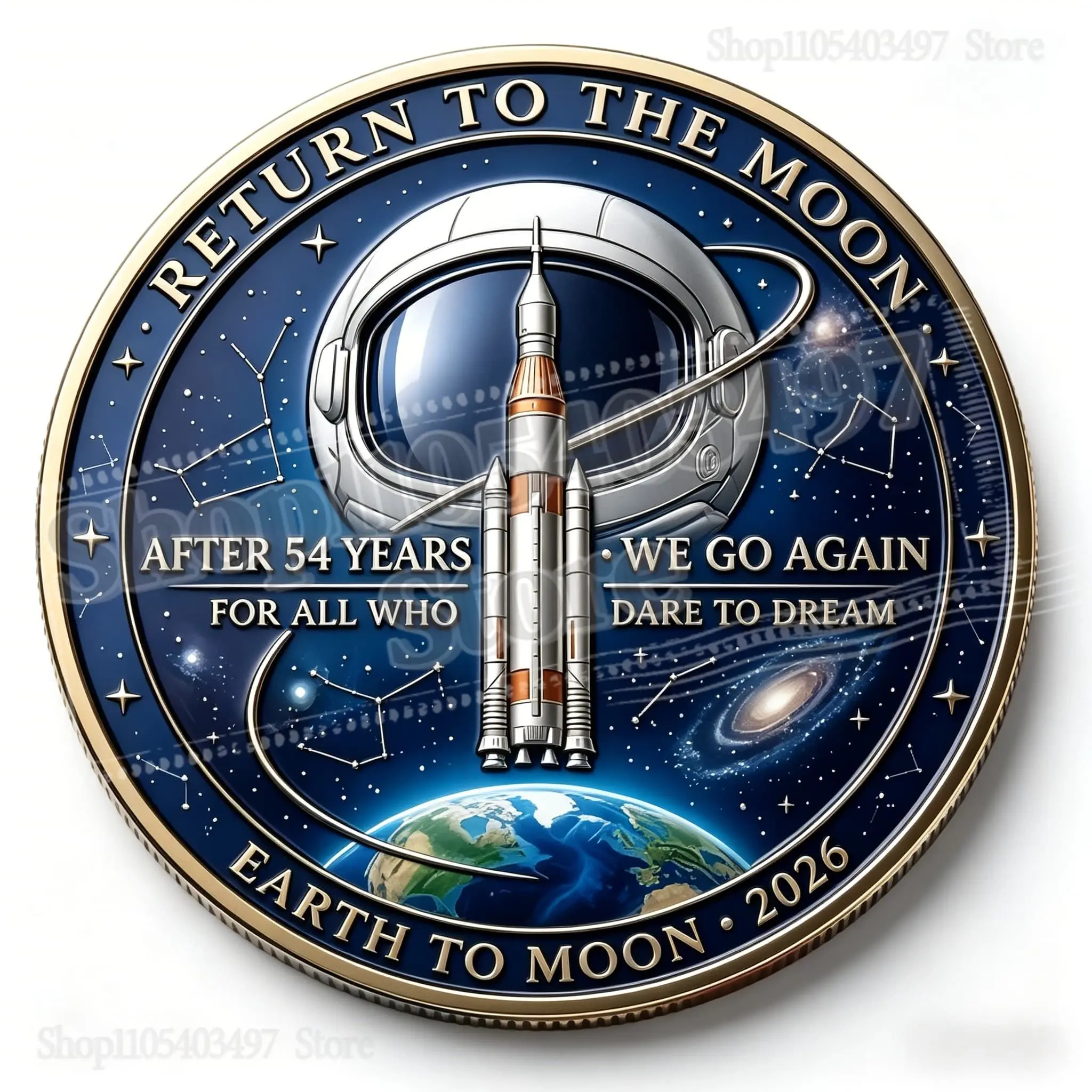 2026 Artemis II Moon Landing Commemorative Coin 3D Relief Space Astronaut Collectible Challenge Coin Souvenir
2026 Artemis II Moon Landing Commemorative Coin 3D Relief Space Astronaut Collectible Challenge Coin Souvenir