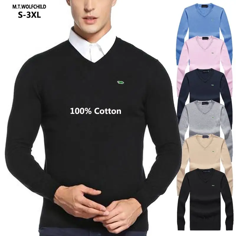 100% Cotton Men Sweaters Autumn Winter V-Neck Long Sleeve Knitted Clothing Tops Solid Pullovers Sweaters Male Casual Sweaters
100% Cotton Men Sweaters Autumn Winter V-Neck Long Sleeve Knitted Clothing Tops Solid Pullovers Sweaters Male Casual Sweaters