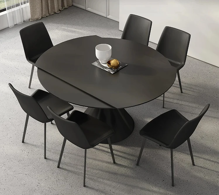 Black slate dining table variable round table, modern simple household small house, square circle dual-purpose rotating telescop
Black slate dining table variable round table, modern simple household small house, square circle dual-purpose rotating telescop