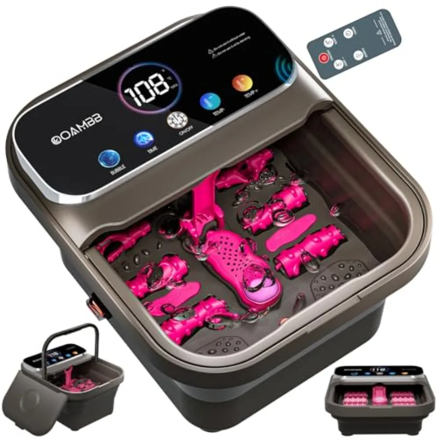 Collapsible Foot Spa with Heat Bubble Temp Control Remote Control Color Touch Screen Foot Bath Massager with 6 Massage Rollers
Collapsible Foot Spa with Heat Bubble Temp Control Remote Control Color Touch Screen Foot Bath Massager with 6 Massage Rollers