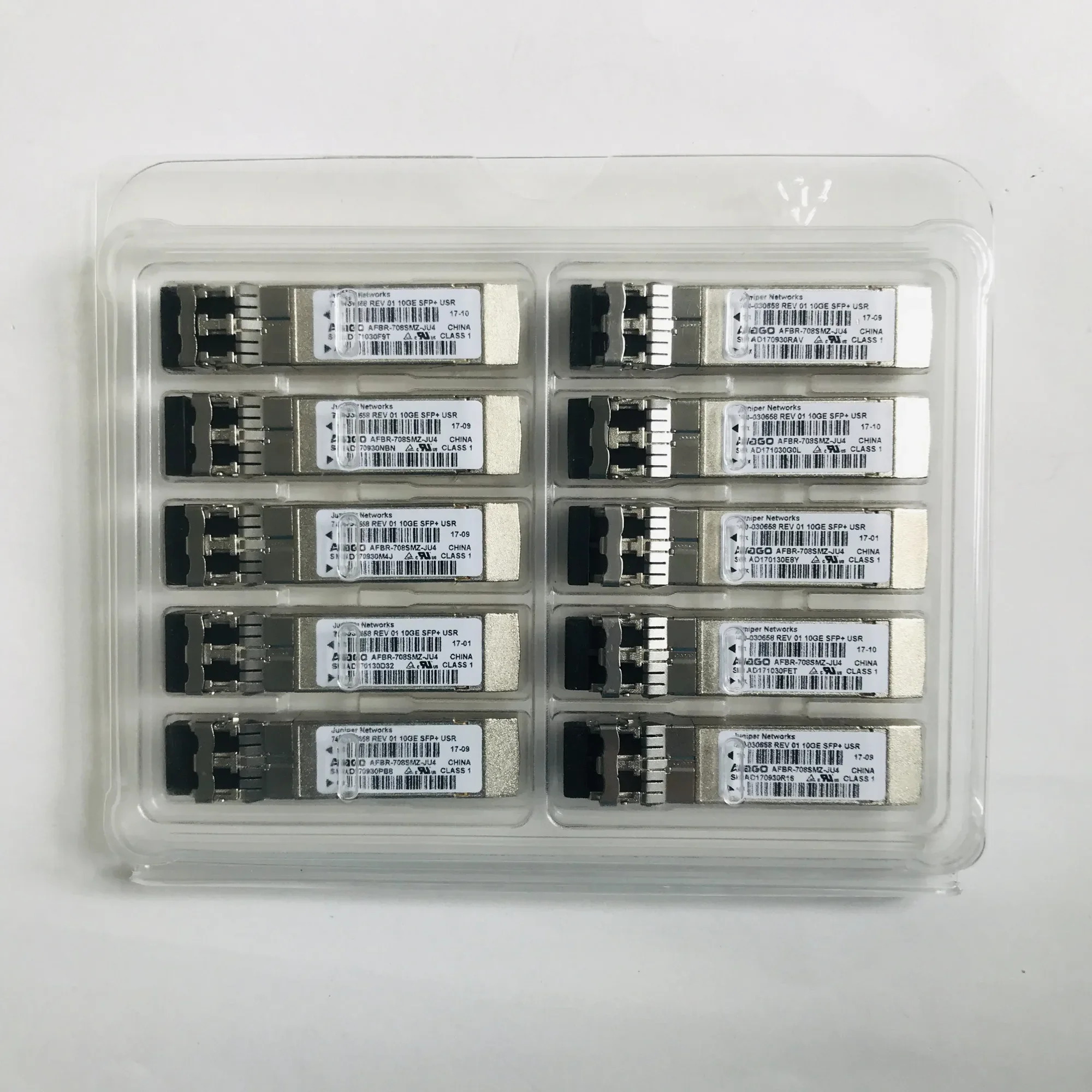 Juniper Fiber Module 10g SFP AFBR-708SMZ-JU4 740-030658 740-021308 AFBR-709SMZ-JU4 FTLX8571D3BCL-J1 FTLX8574D3BCL-J1 850NM 300M
Juniper Fiber Module 10g SFP AFBR-708SMZ-JU4 740-030658 740-021308 AFBR-709SMZ-JU4 FTLX8571D3BCL-J1 FTLX8574D3BCL-J1 850NM 300M