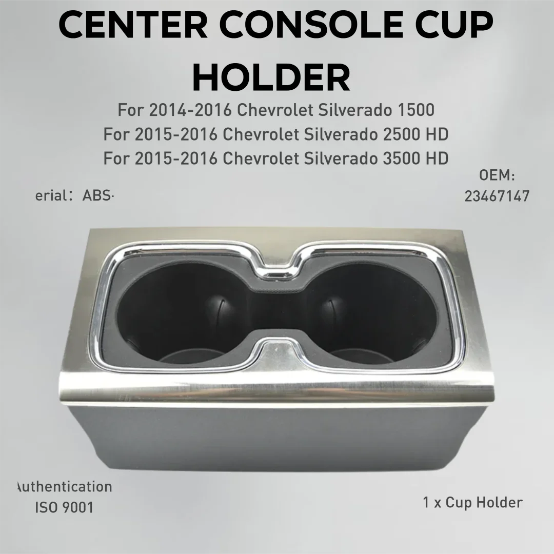Dual Cup Holder Center Console Mounted for Chevrolet Silverado 1500 2500 3500HD GMC Sierra 1500 Compatible Part 23467147
Dual Cup Holder Center Console Mounted for Chevrolet Silverado 1500 2500 3500HD GMC Sierra 1500 Compatible Part 23467147
