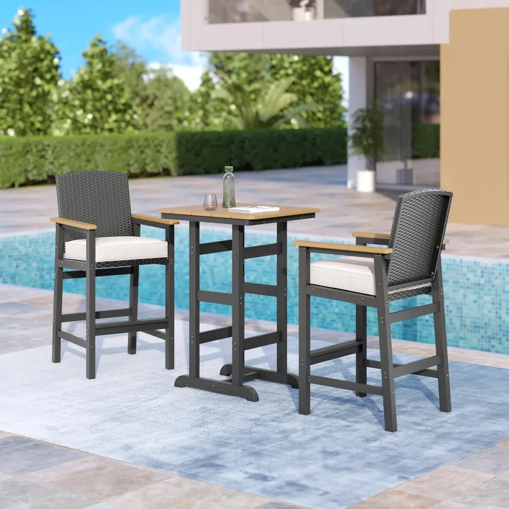 3-Piece HDPE Outdoor Bar Set, Patio Wicker Bar Furniture Set with Height Table, All-Weather Outdoor Patio Bistro Furniture Sets
3-Piece HDPE Outdoor Bar Set, Patio Wicker Bar Furniture Set with Height Table, All-Weather Outdoor Patio Bistro Furniture Sets