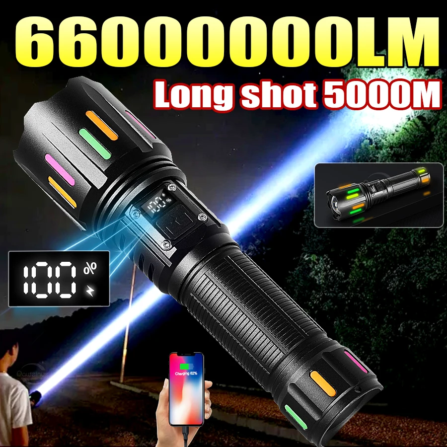 66000000LM Яркий светодиодный фонарик Мощный фонарик USB перезаряжаемая лампа Тактический фонарь для кемпинга, рыбалки, зум-фонарь
66000000LM Яркий светодиодный фонарик Мощный фонарик USB перезаряжаемая лампа Тактический фонарь для кемпинга, рыбалки, зум-фонарь