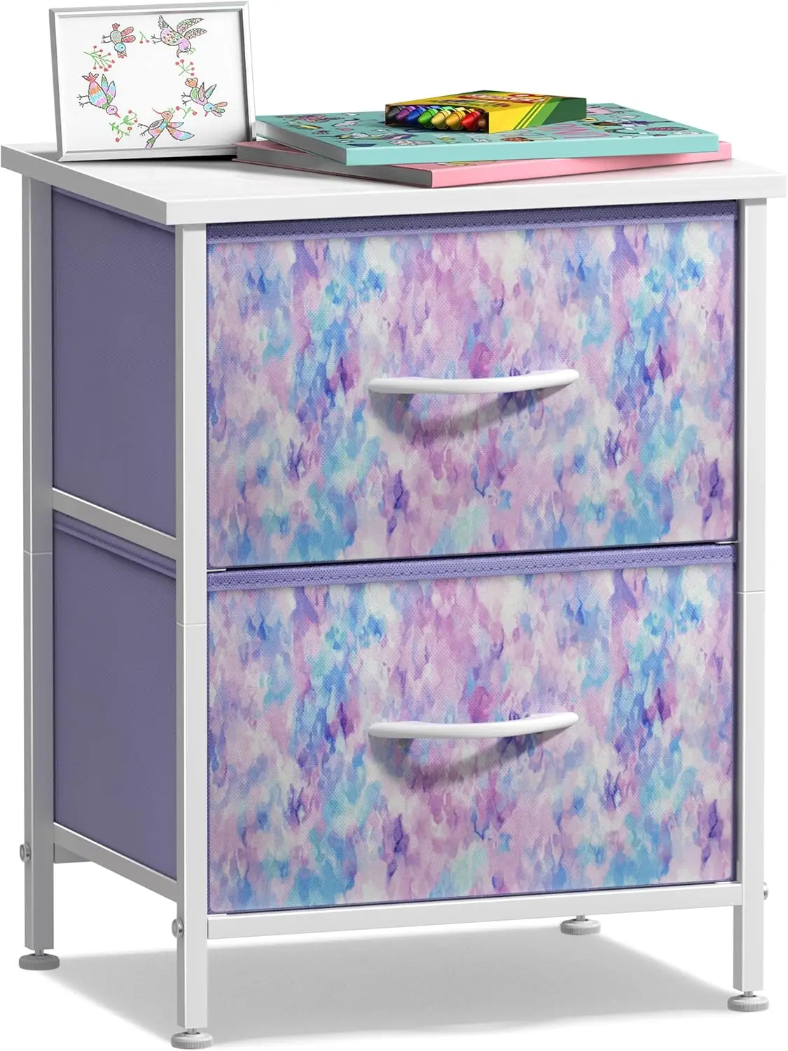 Nightstand With 2 Drawers - Kids Bedside Furniture End Table Night Stand - Steel Frame, Wood Top & Easy Pull Fabric Bins -
Nightstand With 2 Drawers - Kids Bedside Furniture End Table Night Stand - Steel Frame, Wood Top & Easy Pull Fabric Bins -