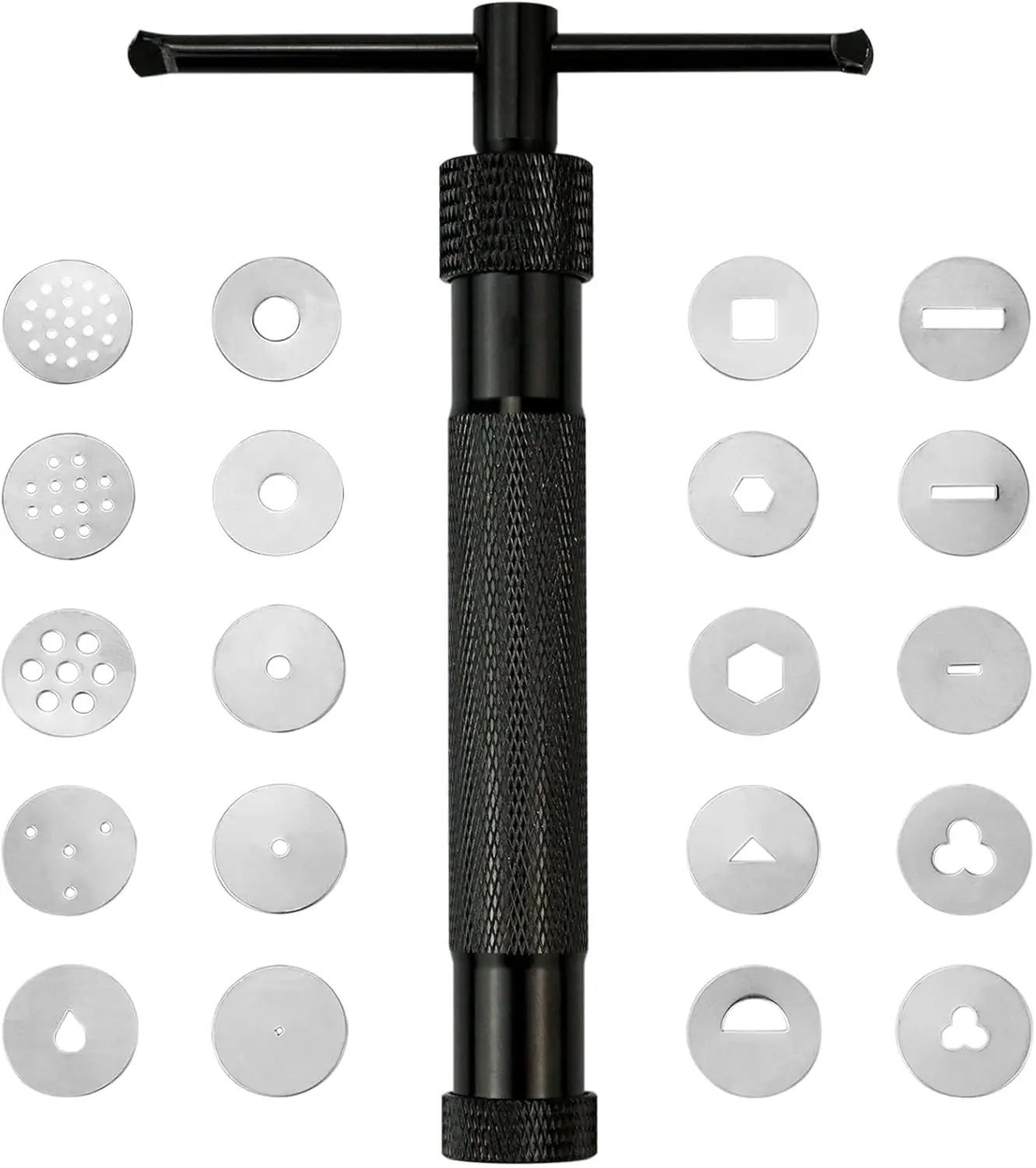 Stainless Steel Clay Extruder with 20 Pattern Discs, Handheld Fondant Press for Cake Decorating, Polymer Clay, Pottery
Stainless Steel Clay Extruder with 20 Pattern Discs, Handheld Fondant Press for Cake Decorating, Polymer Clay, Pottery