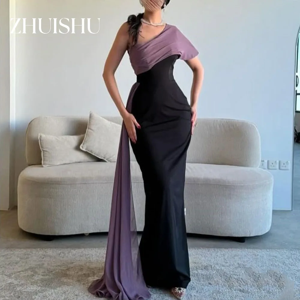 ZHUISHU One Shoulder Black and Purple Evening Gown Mermaid Saudi Formal Event Dresses Customized Women Prom Party Gown
ZHUISHU One Shoulder Black and Purple Evening Gown Mermaid Saudi Formal Event Dresses Customized Women Prom Party Gown