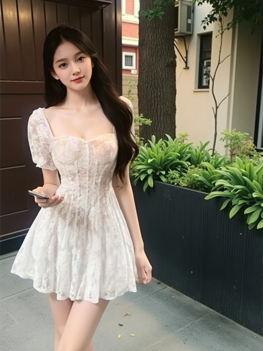 plus Size Lace Dress Elegant Rich Girl Princesse Style Short A-Line Skirt Bubble Sleeve High Waist Summer Fashion Trend
plus Size Lace Dress Elegant Rich Girl Princesse Style Short A-Line Skirt Bubble Sleeve High Waist Summer Fashion Trend