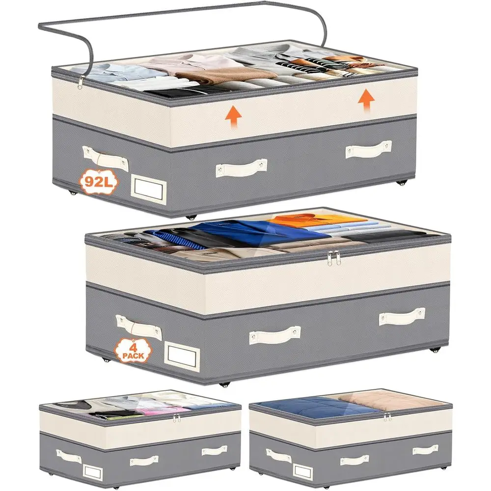 Extra Large Adjustable Height Underbed Storage Boxes with Wheels - 92L XXXL Rolling Bins for Dorm, Shoes, Clothes (Grey)
Extra Large Adjustable Height Underbed Storage Boxes with Wheels - 92L XXXL Rolling Bins for Dorm, Shoes, Clothes (Grey)