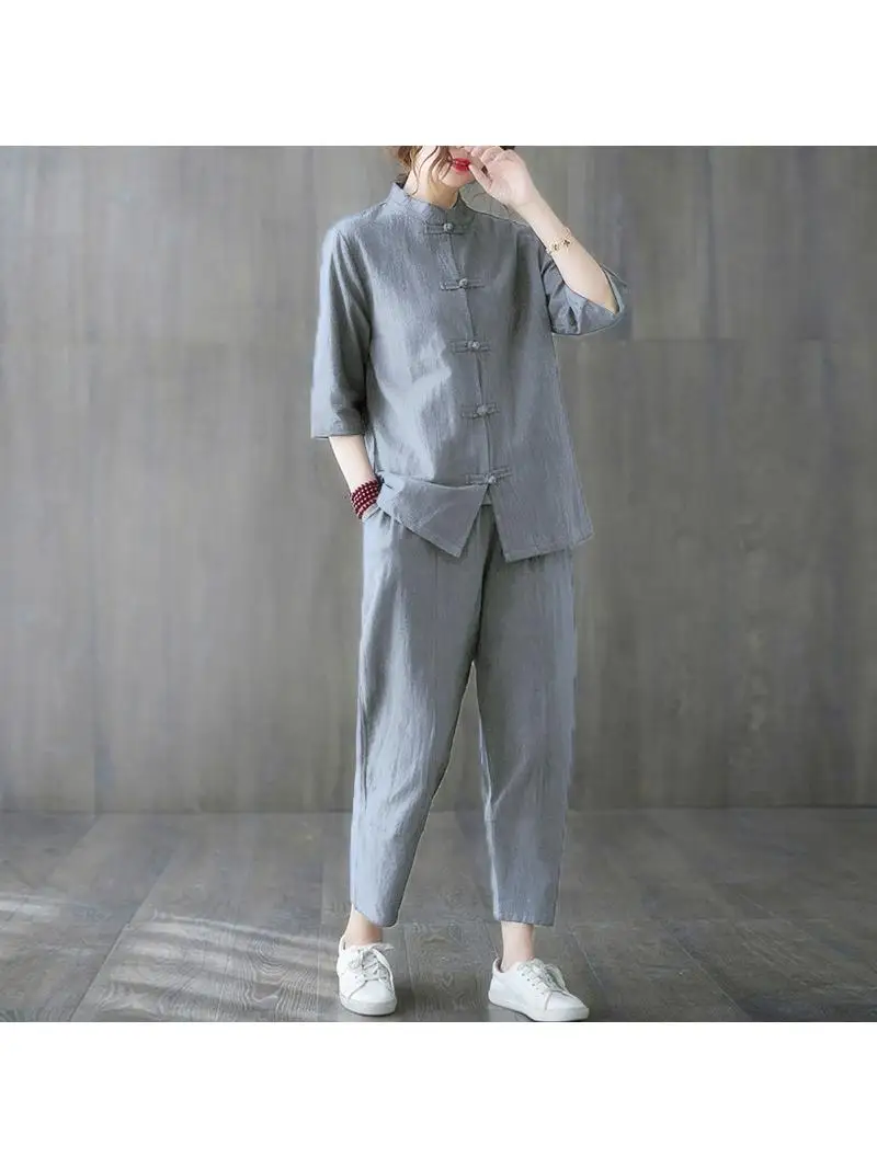 Young Women's Cotton Lin Tang Suit Zen Style Buddhist Casual Wear Two-Piece Set Traditional Chinese Dress Summer Fashion
Young Women's Cotton Lin Tang Suit Zen Style Buddhist Casual Wear Two-Piece Set Traditional Chinese Dress Summer Fashion