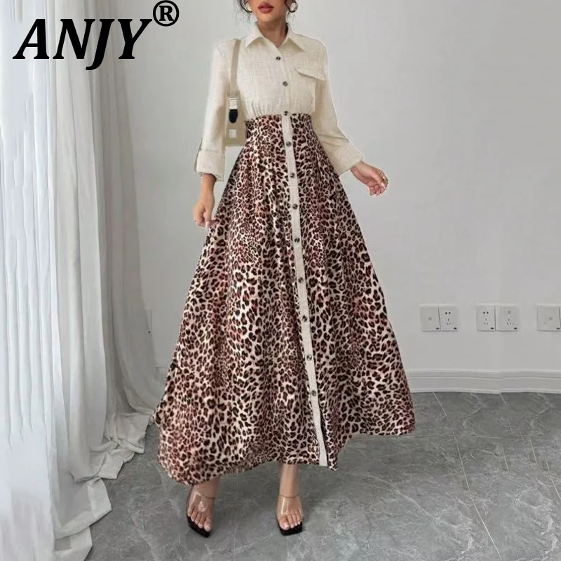 ANJY Новое женское элегантное платье-рубашка с леопардовым принтом и пэчворком, на одной пуговице, А-силуэт, весна-лето-осень A19754
ANJY Новое женское элегантное платье-рубашка с леопардовым принтом и пэчворком, на одной пуговице, А-силуэт, весна-лето-осень A19754