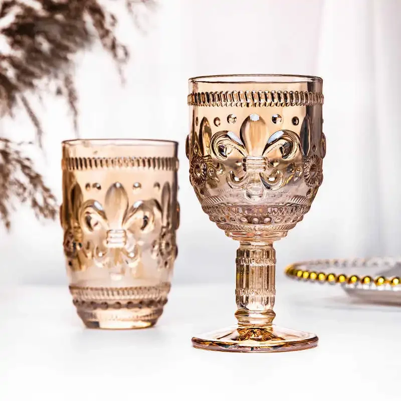 Drinkware Thickened Cup Relief Colorful European Style High-footed Wine Glass Gold Rimmed Round Glass Lily Water Coffee Tea Cup
Drinkware Thickened Cup Relief Colorful European Style High-footed Wine Glass Gold Rimmed Round Glass Lily Water Coffee Tea Cup
