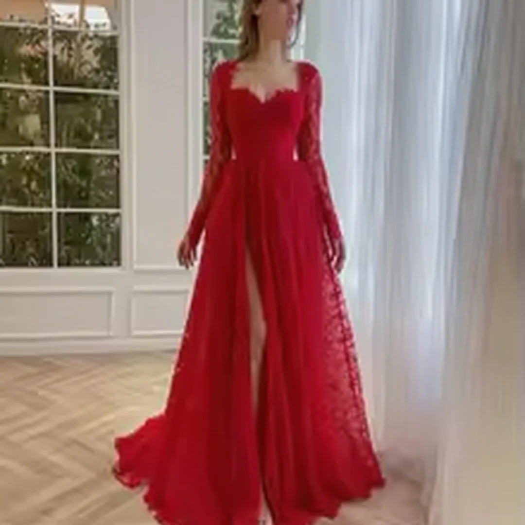 Customized sweetheart neckline long-sleeved A-line evening dress formal evening dresses birthday party prom gowns for women
Customized sweetheart neckline long-sleeved A-line evening dress formal evening dresses birthday party prom gowns for women