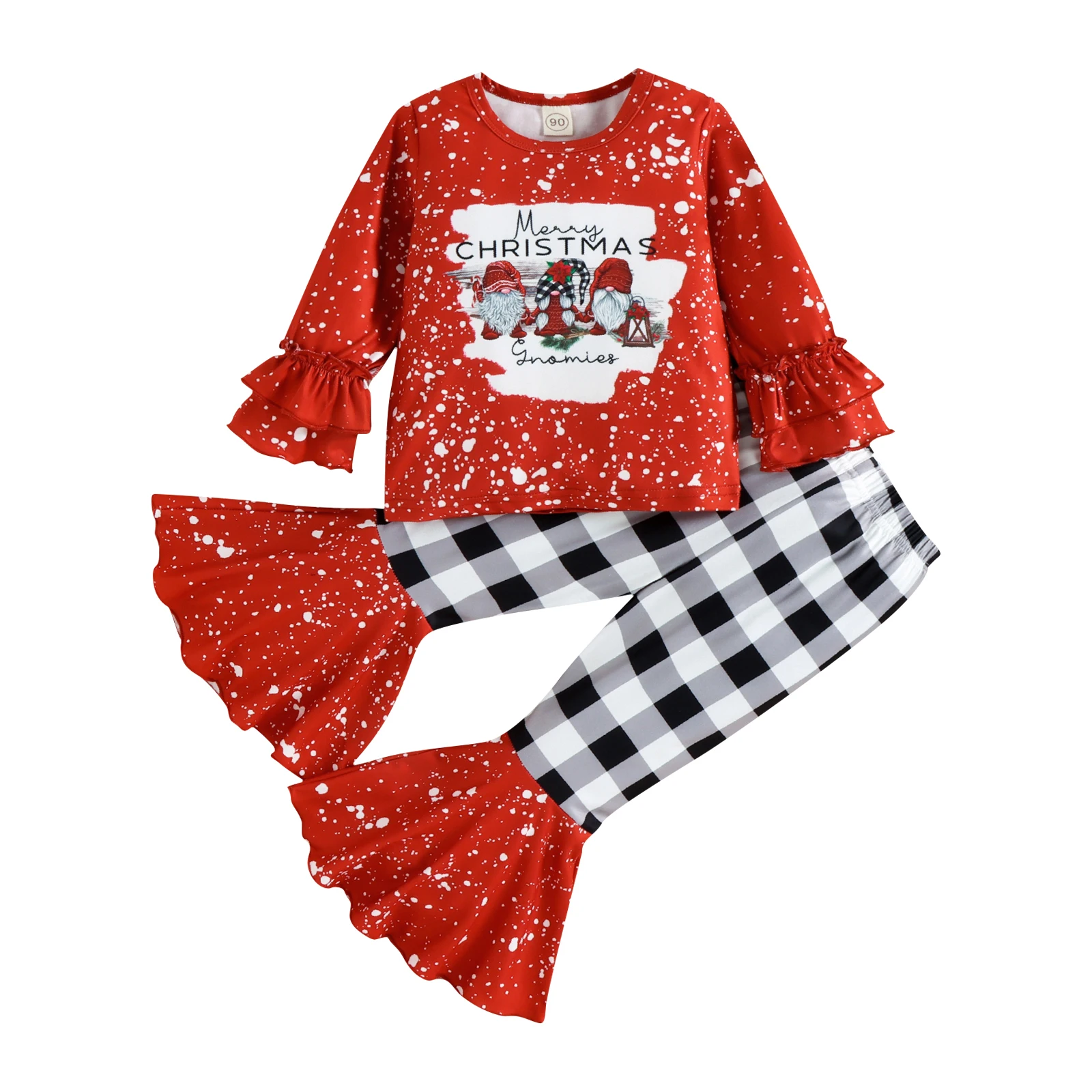 Toddler Girl Christmas Clothes Set Santa Claus Costume Long Sleeve Print Tops + Elastic Waist Plaid Patchwork Flare Pants
Toddler Girl Christmas Clothes Set Santa Claus Costume Long Sleeve Print Tops + Elastic Waist Plaid Patchwork Flare Pants