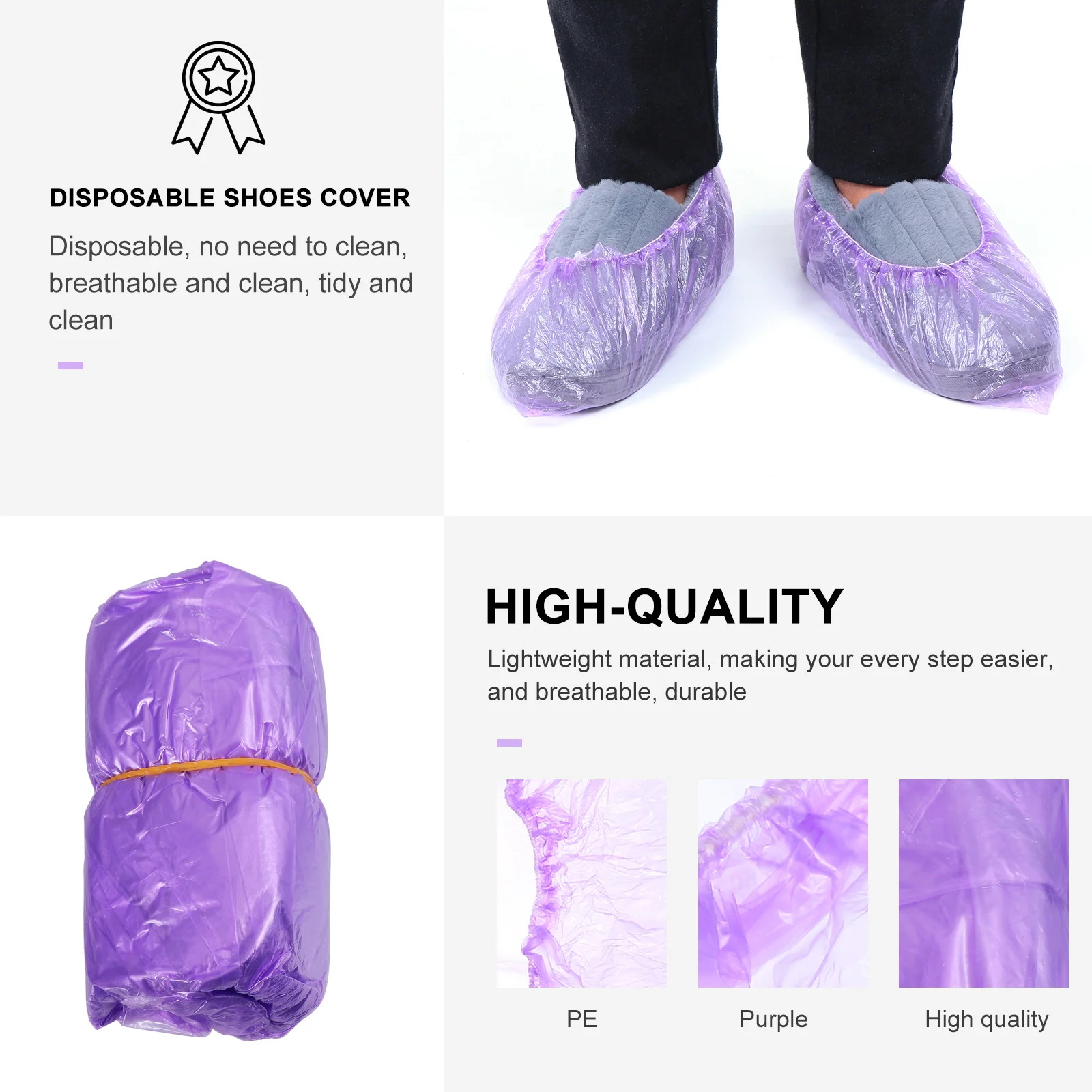 200 Pcs Purple Shoe Covers Plastic Pe Waterproof Protective Cases Disposable Indoor Reusable
200 Pcs Purple Shoe Covers Plastic Pe Waterproof Protective Cases Disposable Indoor Reusable